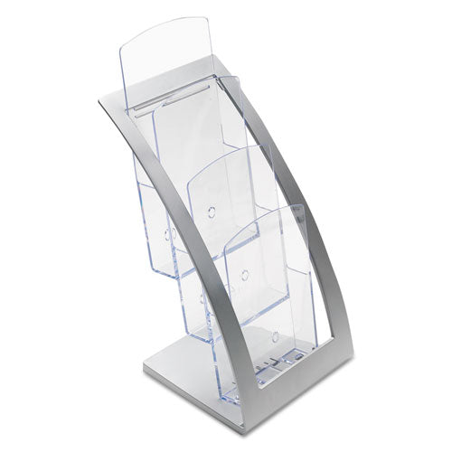 Image of deflecto® 3-Tier Literature Holder, Leaflet Size, 6.75w X 6.94d X 13.31h, Silver