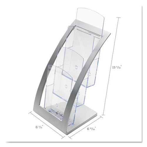 Image of deflecto® 3-Tier Literature Holder, Leaflet Size, 6.75w X 6.94d X 13.31h, Silver