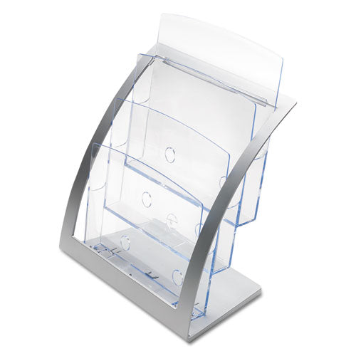 Image of deflecto® 3-Tier Literature Holder, Leaflet Size, 11.25w X 6.94d X 13.31h, Silver