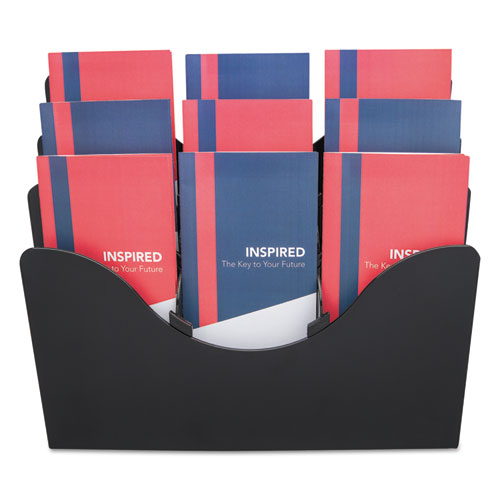 Image of deflecto® 3-Tier Document Organizer W/6 Removable Dividers, 13.38w X 3.5d X 11.5h, Black