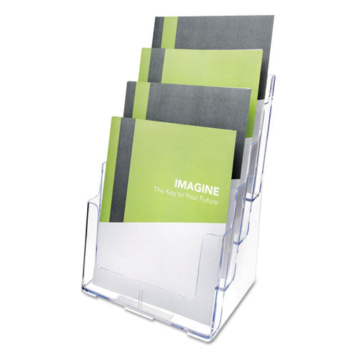 Image of deflecto® 4-Compartment DocuHolder, Magazine Size, 9.38w x 7d x 13.63h, Clear