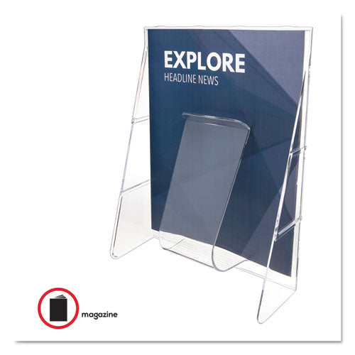 Image of deflecto® Stand-Tall Wall-Mount Literature Rack, Magazine, 9.13w X 3.25d X 11.88h, Clear