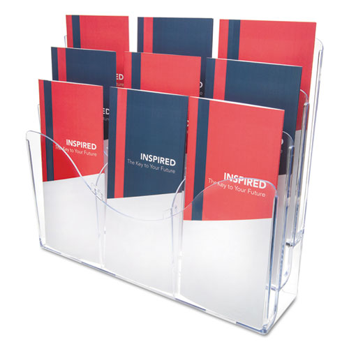 Image of deflecto® 3-Tier Document Organizer W/6 Removable Dividers, 14w X 3.5d X 11.5h, Clear