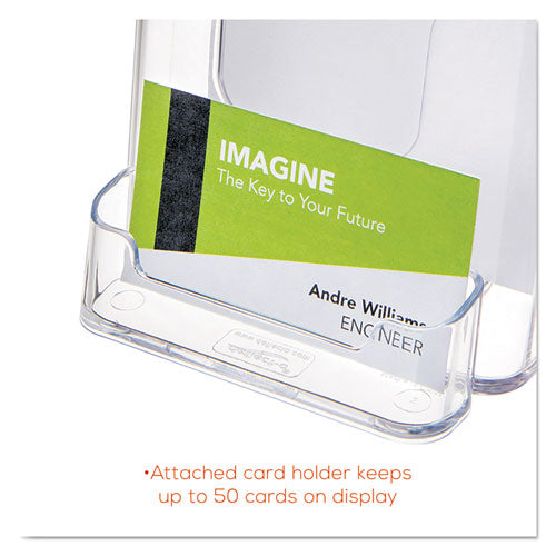 Image of deflecto® Docuholder For Countertop/wall-Mount W/card Holder, 4.38w X 4.25d X 7.75h, Clear