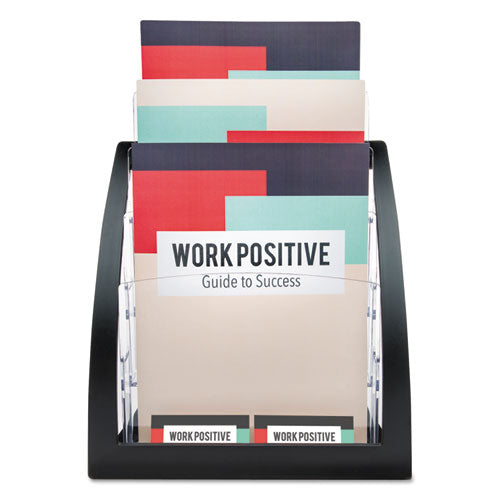 Image of deflecto® 3-Tier Literature Holder, Leaflet Size, 11.25w x 6.94d x 13.31h, Black