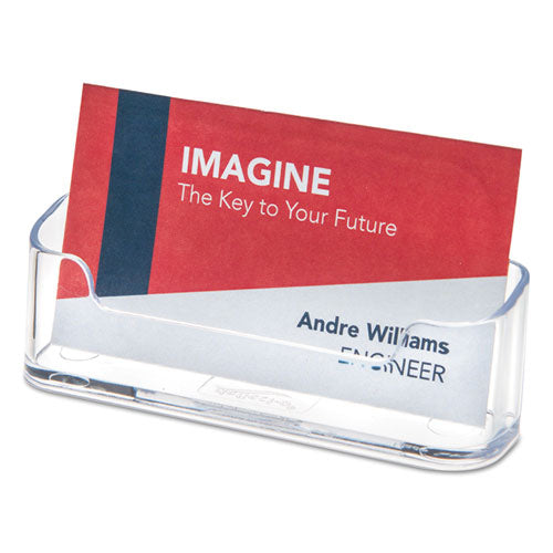 Image of deflecto® Horizontal Business Card Holder, Holds 50 Cards, 3.88 X 1.38 X 1.81, Plastic, Clear