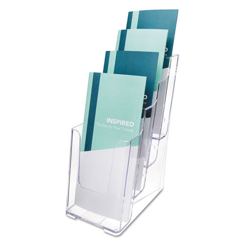Image of deflecto® 4-Compartment Docuholder, Leaflet Size, 4.88w X 6.13d X 10h, Clear