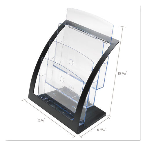 Image of deflecto® 3-Tier Literature Holder, Leaflet Size, 11.25w x 6.94d x 13.31h, Black