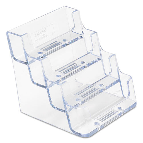 Image of deflecto® 4-Pocket Business Card Holder, Holds 200 Cards, 3.94 X 3.5 X 3.75, Plastic, Clear