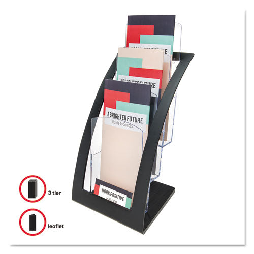 Image of deflecto® 3-Tier Literature Holder, Leaflet Size, 6.75w X 6.94d X 13.31h, Black
