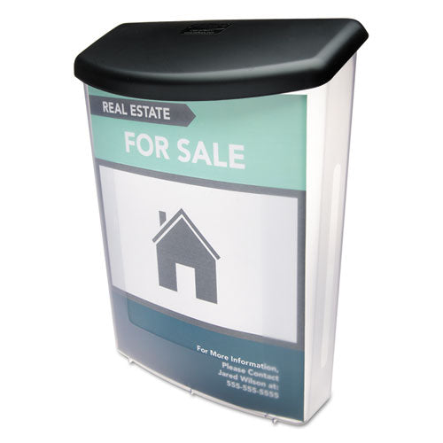 Image of deflecto® Outdoor Literature Box, 10w X 4.5d X 13.13h, Clear/black