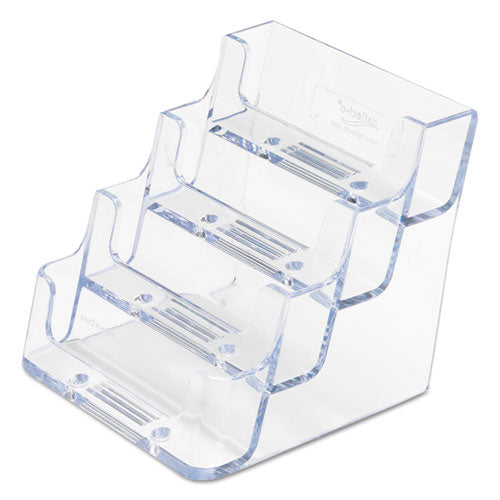 Image of deflecto® 4-Pocket Business Card Holder, Holds 200 Cards, 3.94 X 3.5 X 3.75, Plastic, Clear