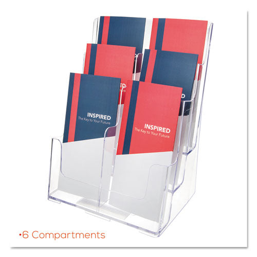 Image of deflecto® 6-Compartment DocuHolder, Leaflet Size, 9.63w x 6.25d x 12.63h, Clear