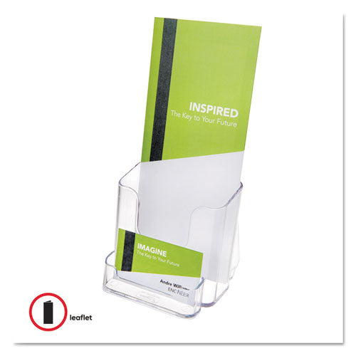 Image of deflecto® Docuholder For Countertop/wall-Mount W/card Holder, 4.38w X 4.25d X 7.75h, Clear