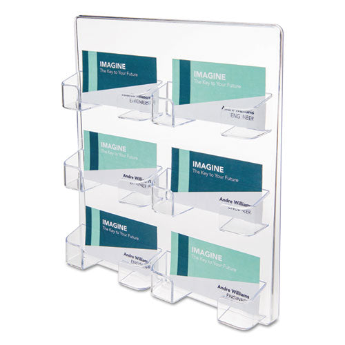 Image of deflecto® 6-Pocket Business Card Holder, Holds 480 Cards, 8.5 X 1.63 X 9.75, Plastic, Clear