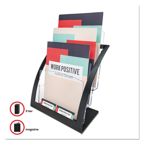 Image of deflecto® 3-Tier Literature Holder, Leaflet Size, 11.25w x 6.94d x 13.31h, Black