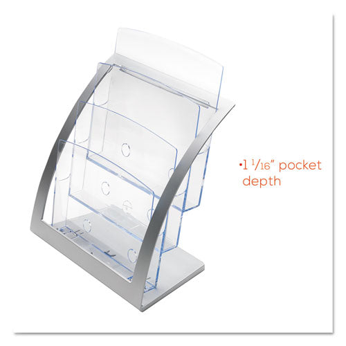 Image of deflecto® 3-Tier Literature Holder, Leaflet Size, 11.25w X 6.94d X 13.31h, Silver