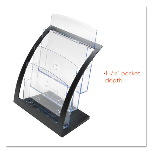 Image of deflecto® 3-Tier Literature Holder, Leaflet Size, 11.25w x 6.94d x 13.31h, Black