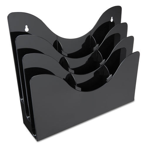 Image of deflecto® 3-Tier Document Organizer W/6 Removable Dividers, 13.38w X 3.5d X 11.5h, Black