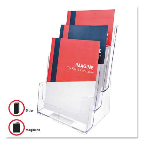 Image of deflecto® 3-Compartment Docuholder, Magazine Size, 9.5w X 6.25d X 12.63, Clear