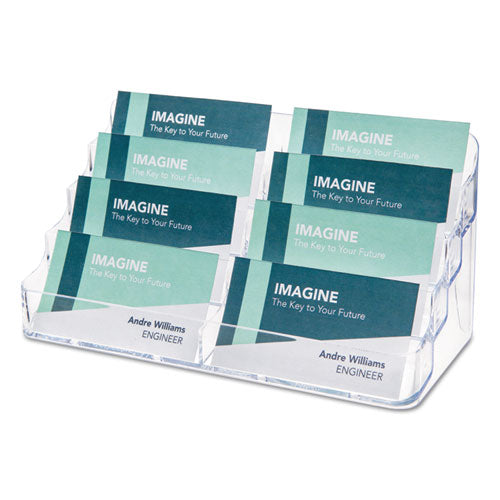Image of deflecto® 8-Pocket Business Card Holder, Holds 400 Cards, 7.78 X 3.5 X 3.38, Plastic, Clear