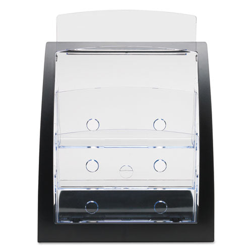 Image of deflecto® 3-Tier Literature Holder, Leaflet Size, 11.25w x 6.94d x 13.31h, Black