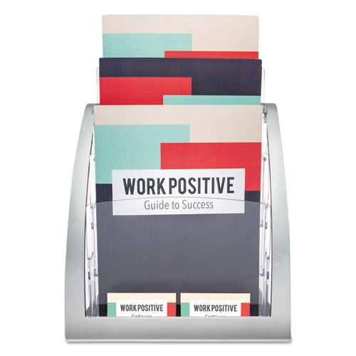 Image of deflecto® 3-Tier Literature Holder, Leaflet Size, 11.25w X 6.94d X 13.31h, Silver