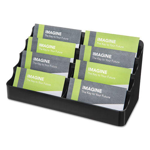 Image of deflecto® 8-Tier Recycled Business Card Holder, Holds 400 Cards, 7.88 X 3.88 X 3.38, Plastic, Black