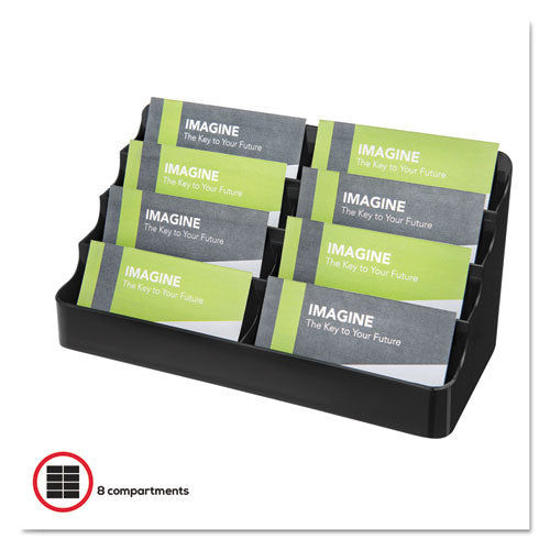 Image of deflecto® 8-Tier Recycled Business Card Holder, Holds 400 Cards, 7.88 X 3.88 X 3.38, Plastic, Black