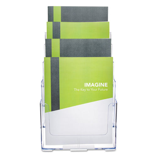 Image of deflecto® 4-Compartment DocuHolder, Magazine Size, 9.38w x 7d x 13.63h, Clear