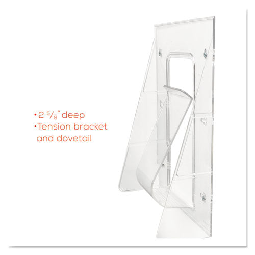 Image of deflecto® Stand-Tall Wall-Mount Literature Rack, Magazine, 9.13w X 3.25d X 11.88h, Clear