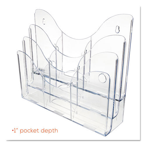 Image of deflecto® 3-Tier Document Organizer W/6 Removable Dividers, 14w X 3.5d X 11.5h, Clear
