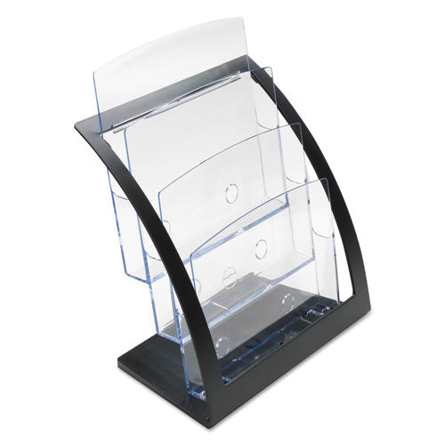 Image of deflecto® 3-Tier Literature Holder, Leaflet Size, 11.25w x 6.94d x 13.31h, Black