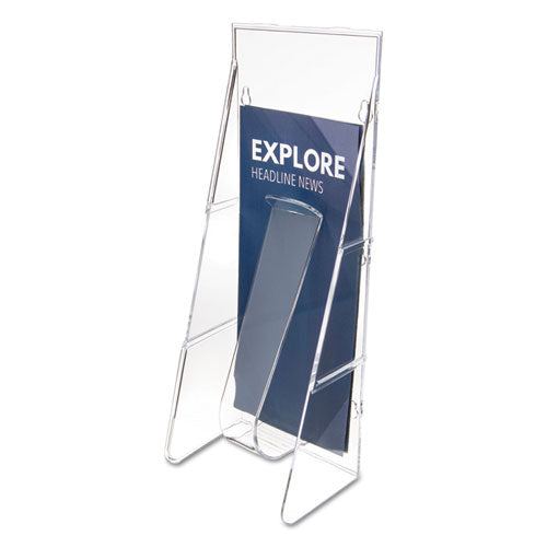 Image of deflecto® Stand-Tall Wall-Mount Literature Rack, Leaflet, 4.56w X 3.25d X 11.88h, Clear