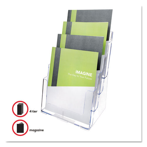 Image of deflecto® 4-Compartment DocuHolder, Magazine Size, 9.38w x 7d x 13.63h, Clear