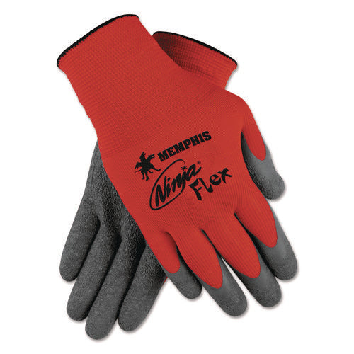 Image of MCR Safety Ninja Flex Latex Coated Palm Gloves N9680L, Large, Red/Gray, Dozen