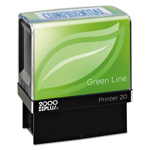 Image of COSCO 2000PLUS® Green Line Message Stamp, Confidential, 1.5 x 0.56, Blue