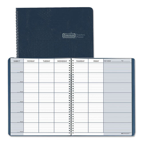 Image of House of Doolittle Recycled Teacher's Planner, Weekly, Two-Page Spread (seven Classes), 11 X 8.5, Blue Cover