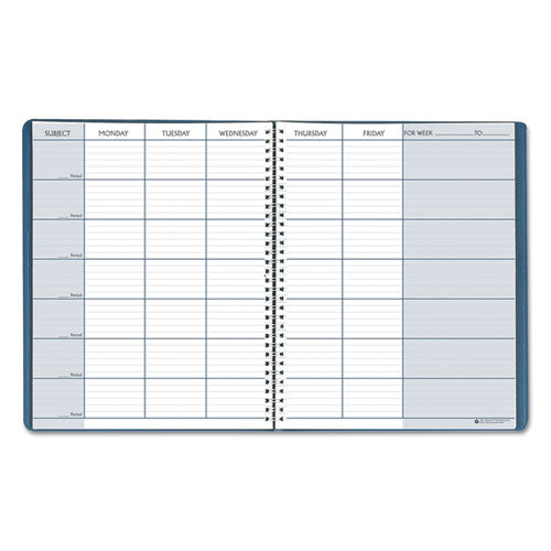 Image of House of Doolittle Recycled Teacher's Planner, Weekly, Two-Page Spread (seven Classes), 11 X 8.5, Blue Cover