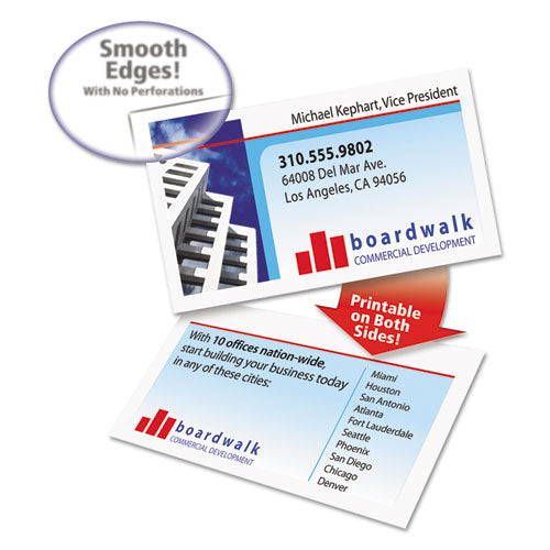 Image of Avery® Clean Edge Business Cards, Laser, 2 X 3.5, White, 1,000 Cards, 10 Cards/sheet, 100 Sheets/box