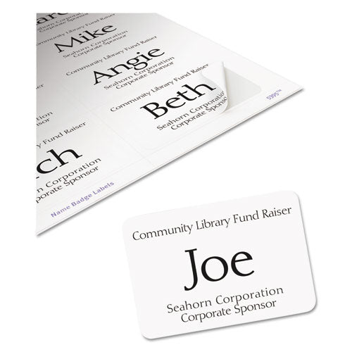 Image of Avery® Flexible Adhesive Name Badge Labels, 3.38 X 2.33, White, 400/box
