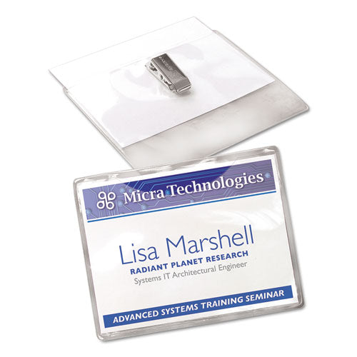 Image of Avery® Clip-Style Name Badge Holder With Laser/inkjet Insert, Top Load, 4 X 3, White, 40/box