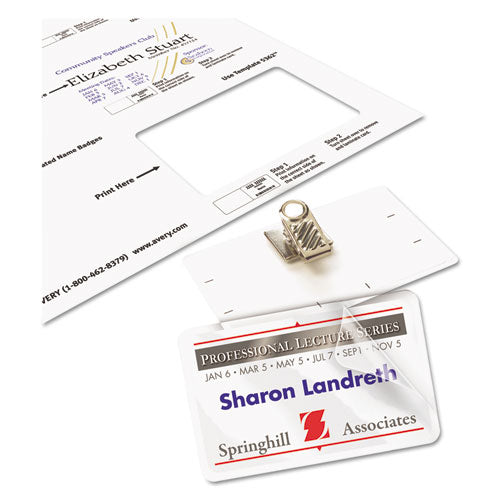 Image of Avery® Self-Laminating Laser/Inkjet Printer Badges, 2.25 x 3.5, White, 30/Box