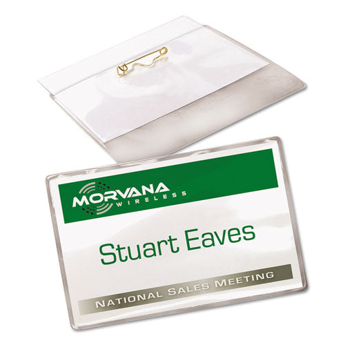 Image of Avery® Pin-Style Badge Holder With Laser/inkjet Insert, Top Load, 3.5 X 2.25, White, 100/box