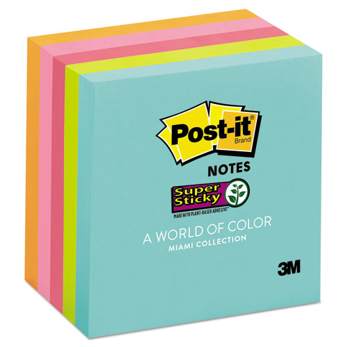 Image of Post-it® Notes Super Sticky Pads in Supernova Neon Collection Colors, 3" x 3", 90 Sheets/Pad, 5 Pads/Pack