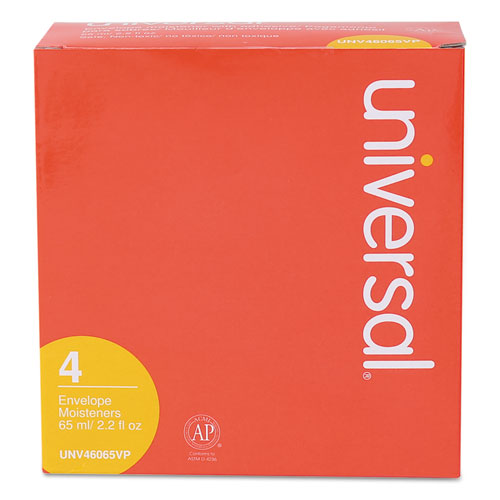 Image of Universal® Envelope Moistener With Adhesive, 2.2 Oz Bottle, Clear, 4/pack