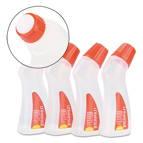Image of Universal® Envelope Moistener With Adhesive, 2.2 Oz Bottle, Clear, 4/pack