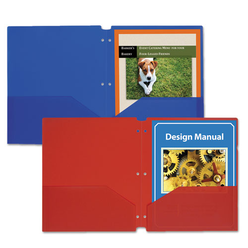 Image of C-Line® Two-Pocket Heavyweight Poly Portfolio Folder, 3-Hole Punch, 11 X 8.5, Blue, 25/box