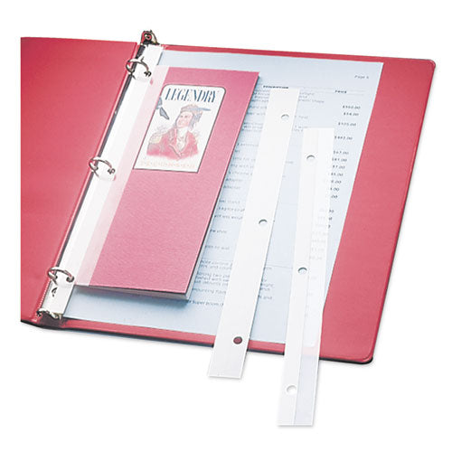 Image of C-Line® Self-Adhesive Attaching Strips, 3-Hole Punched, 1 x 11, Clear, 200/Box