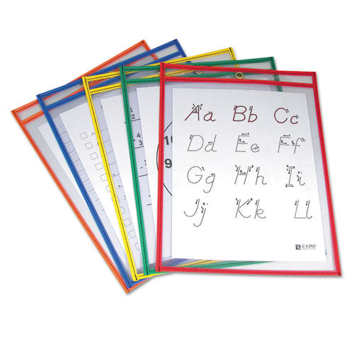 Image of C-Line® Reusable Dry Erase Pockets, 9 X 12, Assorted Primary Colors, 5/pack
